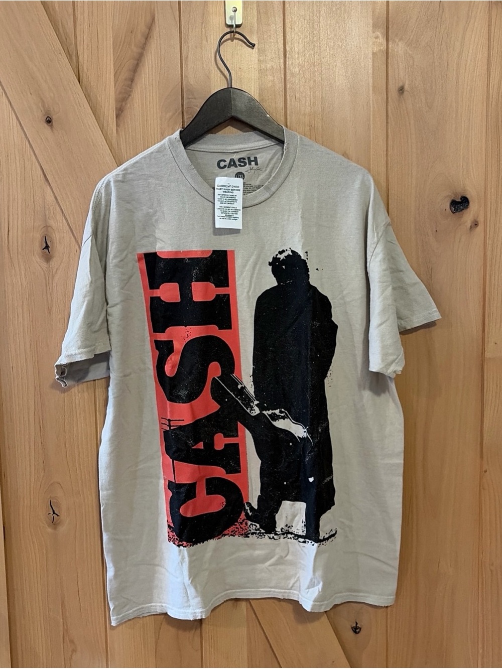 Johnny Cash Graphic Tan L/LX NWT Official Man in Black Country Tee Grunge